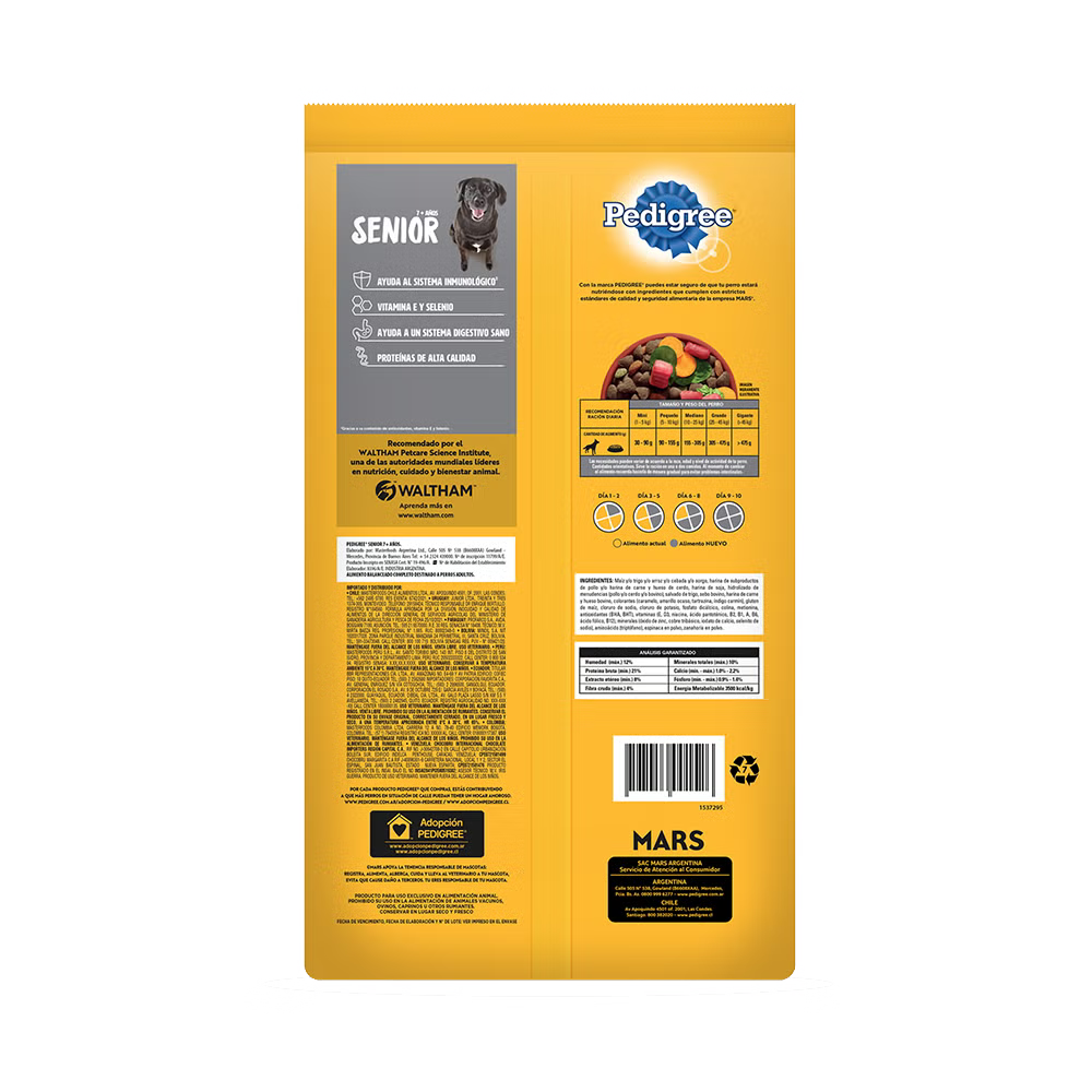 PEDIGREE SENIOR CARNE Y VEGETALES 21 KG