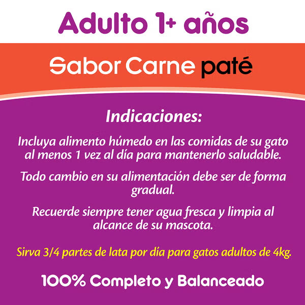 WHISKAS LATA ADULTO PATÉ SABOR CARNE 340 G