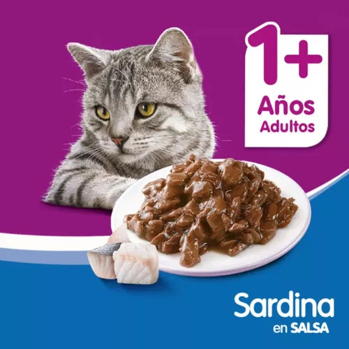 WHISKAS CAJA 12 UNIDADES POUCH SABOR SARDINA 85 GR
