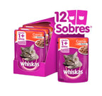 WHISKAS CAJA 12 UNIDADES POUCH SABOR CARNE 85 GR